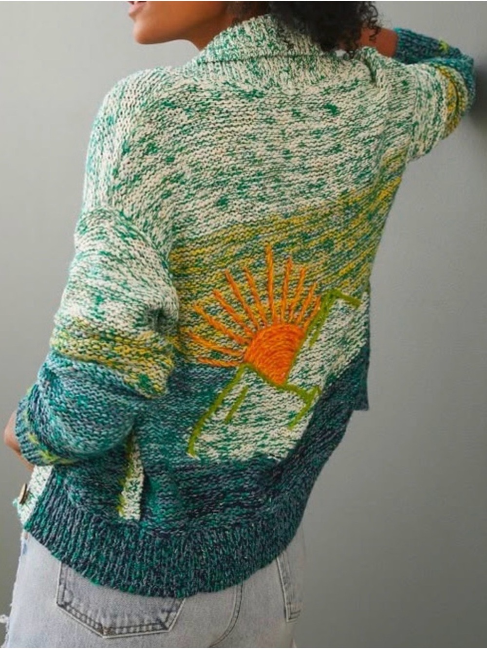 Anthropologie Pilcro Sunset Embroidered Cardigan size XXS